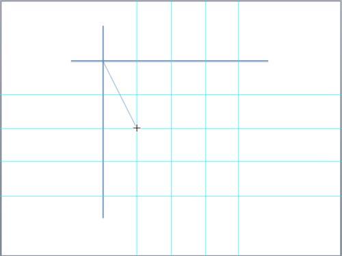 Drawing the first arc of the hyperbola