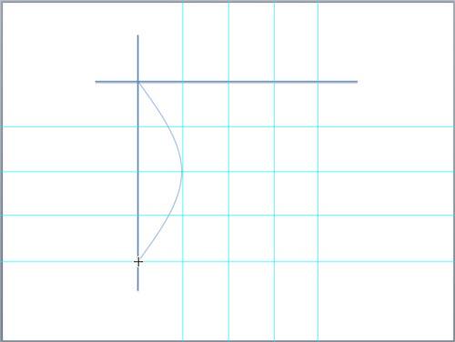First arc of the hyperbola drawn