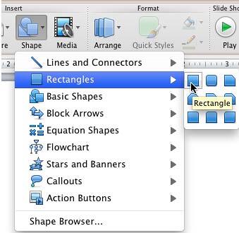 Rectangle shape selected within Rectangles sub-gallery Rectangle shape selected within Rectangles sub-gallery