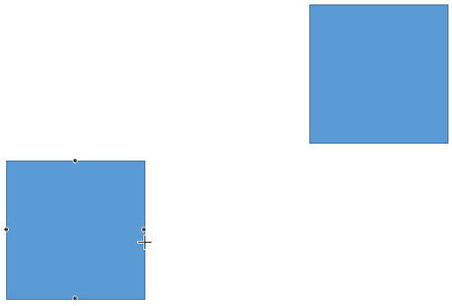 Blue circle handles highlighted on the shape