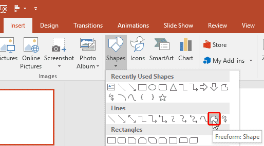 Freeform line tool selected Freeform line tool selected