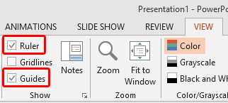 Ruler and Guides check-boxes selected