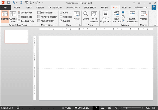 Guides and rulers showing on the slide