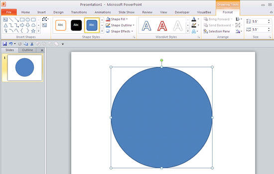 Drawing Tools Format tab of the Ribbon