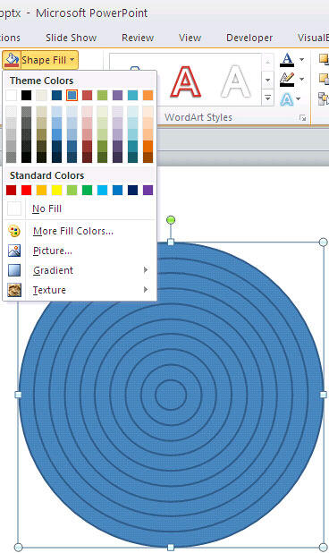 Shape Fill drop-down gallery