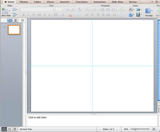 Guides showing on the slide