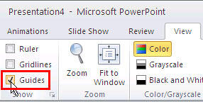 Enable guides on your slide