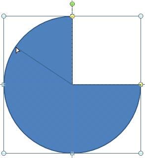 Drag the top yellow diamond handle of the Pie towards left