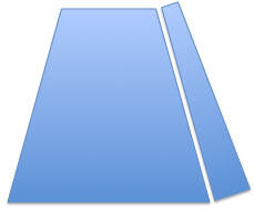 Two trapezoids together make a shopping bag without handles