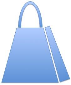 One handle placed on top of the half-done shopping bag