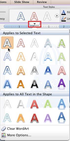 WordArt variant selected