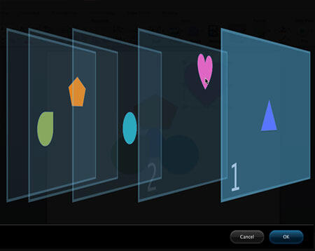 Layer containing the triangle moved to the top of all other shapes