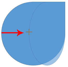 Drag towards the other end of the shape Drag towards the other end of the shape