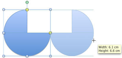 Drag beyond to the other side to flip a shape