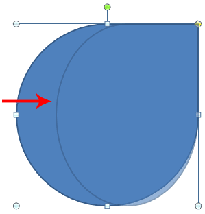 Drag towards the other end of the shape