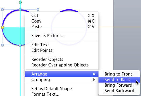 Send the semi-circle backward
