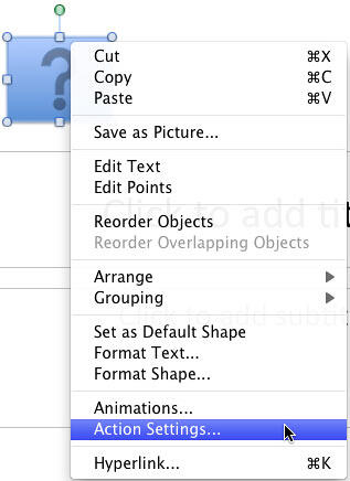 Action Settings option selected