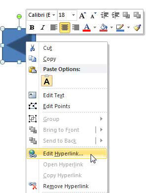 Edit Hyperlink option selected