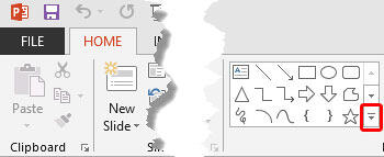 Access the Shapes gallery from the Home tab Access the Shapes gallery from the Home tab