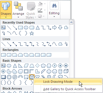 Lock Drawing Mode option Lock Drawing Mode option