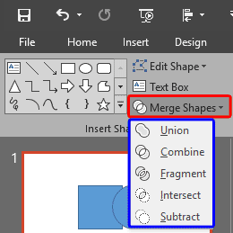 Merge Shapes drop-down gallery Merge Shapes drop-down gallery