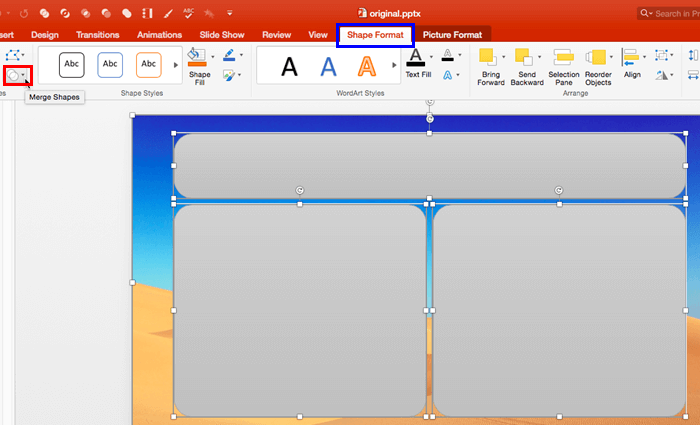 Merge Shapes button Merge Shapes button