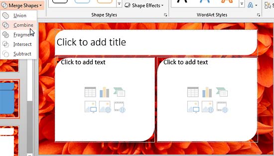 Combine option to be selected