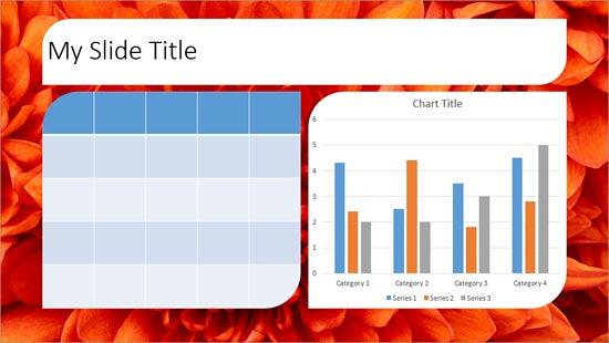 Table and Chart inserted within the slide