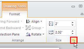 Click the arrow dialog launcher to summon the Format Shape dialog box Click the arrow dialog launcher to summon the Format Shape dialog box