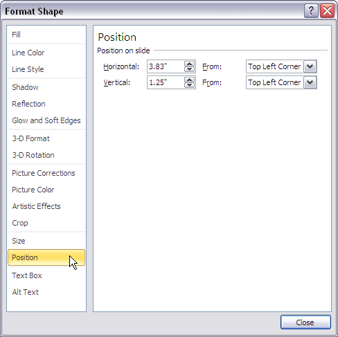 Format Shape dialog box Format Shape dialog box