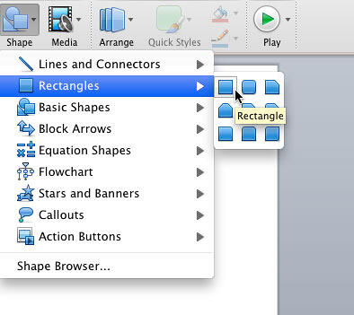 Rectangle shape selected