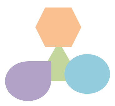 Triangle shape is placed behind all the other shapes