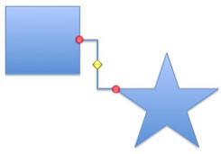 Connector automatically rerouted between two shapes