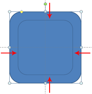 Ctrl dragging resizes from the center of a shape rather than from a corner or side Ctrl dragging resizes from the center of a shape rather than from a corner or side