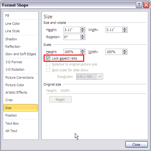 Format Shape dialog box Format Shape dialog box