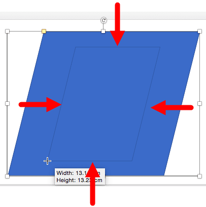 Ctrl dragging resizes from the center of a shape rather than from a corner or side