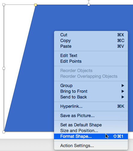 Format Shape option selected