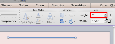 Zero Height value turns the diagonal line into a horizontal line Zero Height value turns the diagonal line into a horizontal line