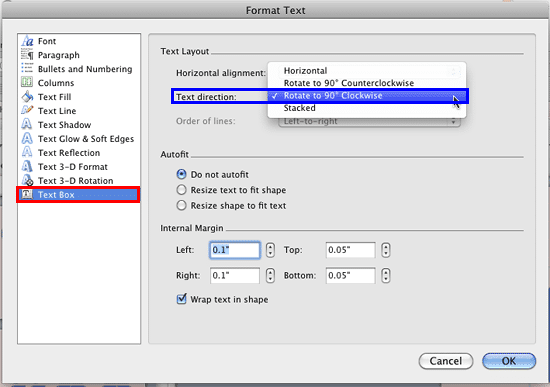 Format Text dialog box Format Text dialog box