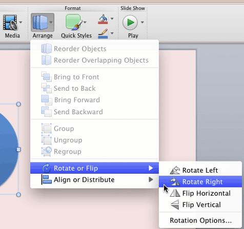 Rotate Right option Rotate Right option