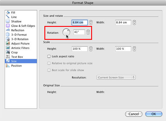 Format Shape dialog box Format Shape dialog box