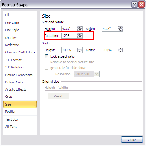 Format Shape dialog box Format Shape dialog box