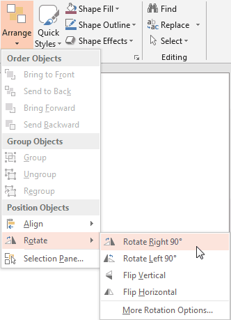 Shape rotated to 90°