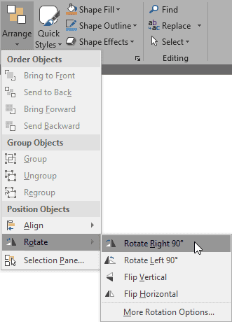 Shape rotated to 90°