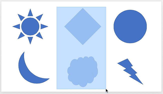 Draw a marquee over the shapes to select them Draw a marquee over the shapes to select them