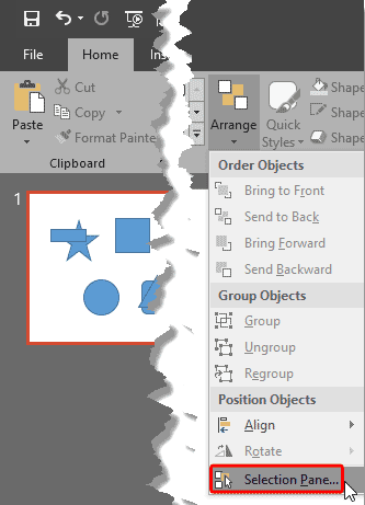 Selection Pane option
