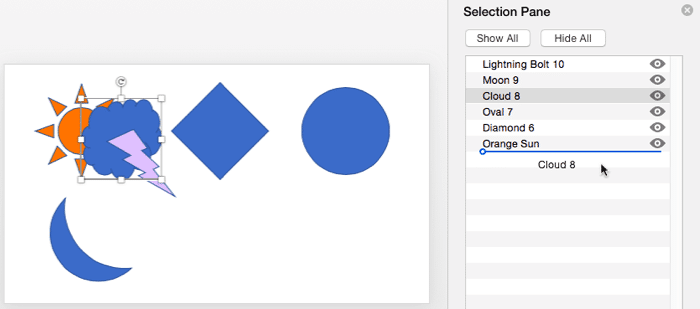 Reorder shape(s) Reorder shape(s)