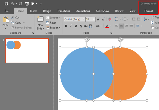 Drawing Tools Format tab