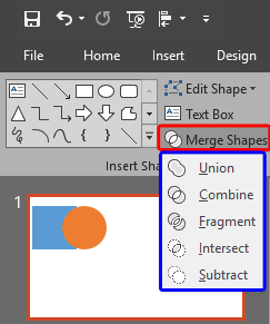 Merge Shapes drop-down gallery Merge Shapes drop-down gallery