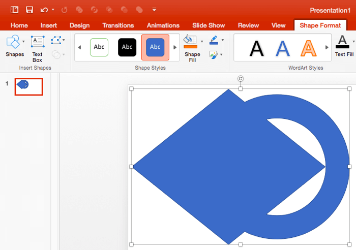 Previously selected shapes are United
